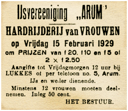Hardrijderij van vrouwen 1929 Arum